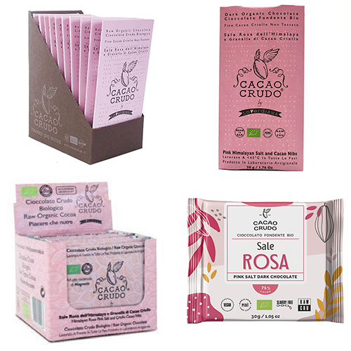Chocolat au cacao cru Criollo et sel rose de l´Himalaya